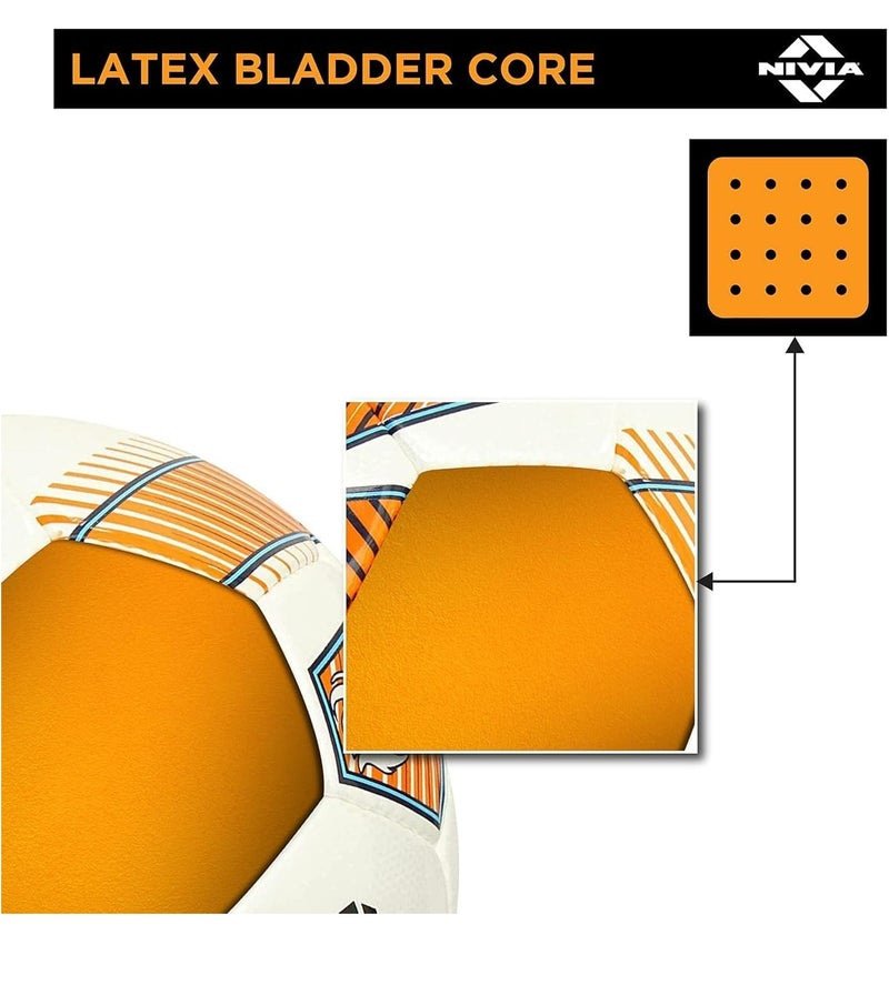 Nivia Dom Brace PU Football/Soccer Ball Size 5 – 32 Panel, Stitched, Latex Bladder, All-Surface Play, Orange - Image 4