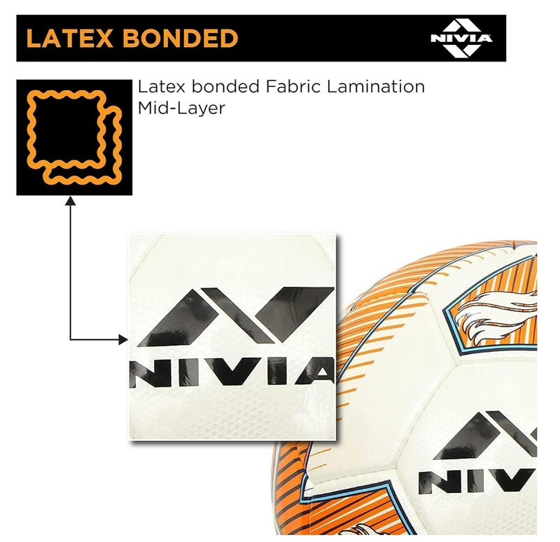 Nivia Dom Brace PU Football/Soccer Ball Size 5 – 32 Panel, Stitched, Latex Bladder, All-Surface Play, Orange - Image 5