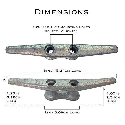 ZUJARA 6 inch Dock Cleats, 5-Pack Galvanized Iron Boat Cleat for Marine or Decorative Applications - Image 2