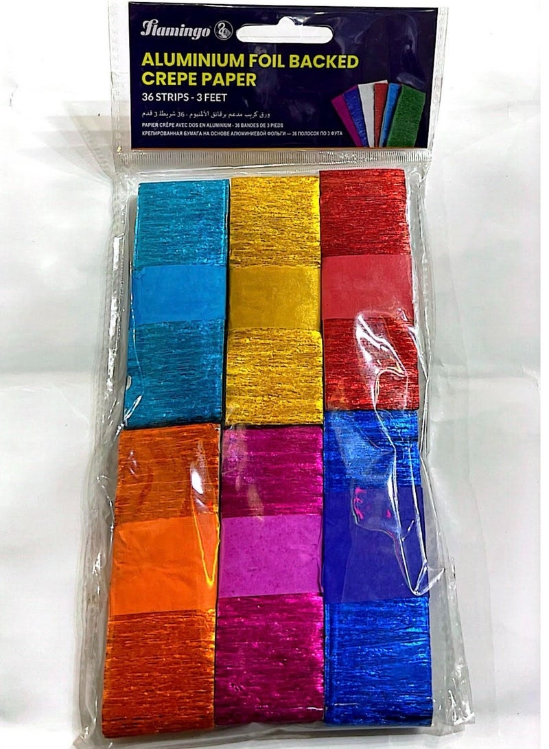 ورق كريب مدعم برقائق الألومنيوم 36 شريط - 3 أقدام متعدد الألوان - Image 1