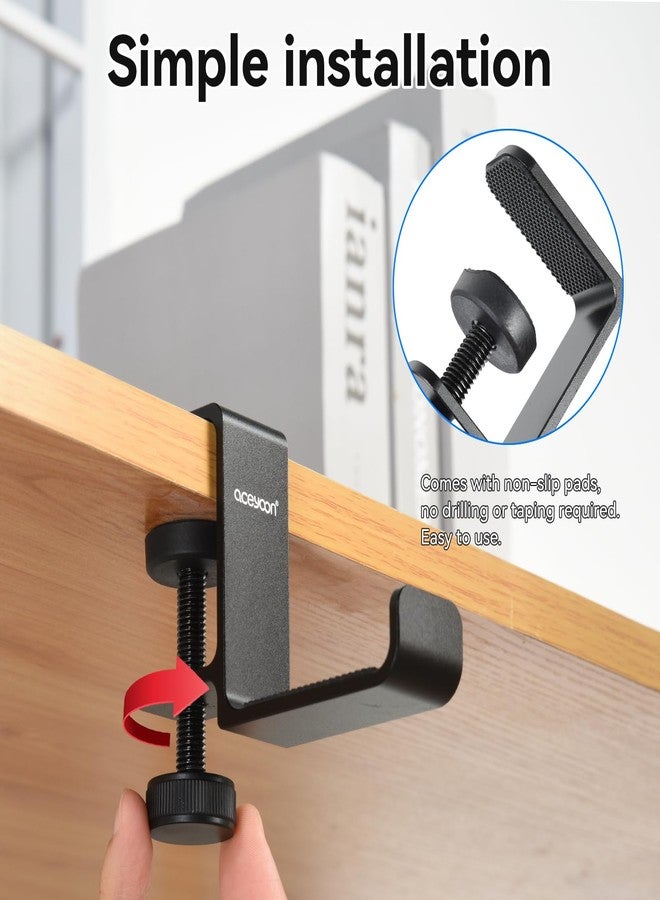 aceyoon Foldable Headphone Stand for Desk, Aluminum Headset Stand Clamp Hook Under Desk Space Save Mount, Headset Holder for Gaming Headphone (Single Foldable Stand) - Image 3