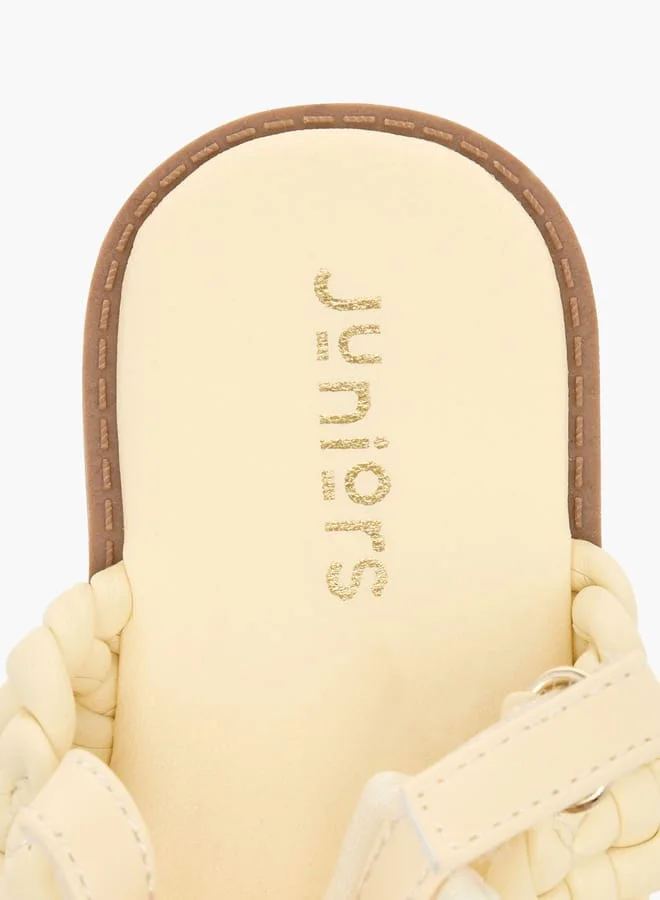 JUNIORS Girls Weave Detail Strap Sandals With Hook And Loop Closure