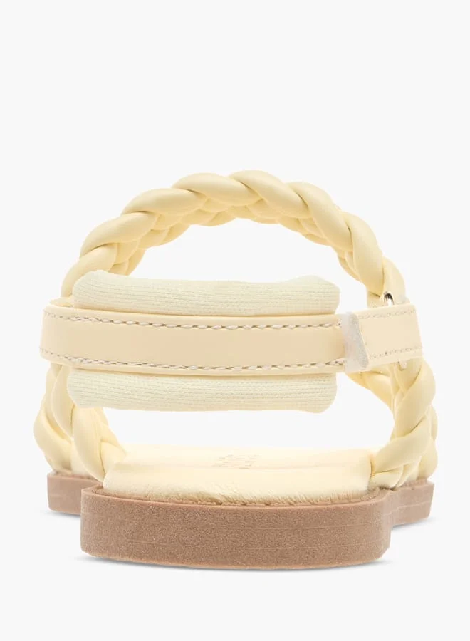JUNIORS Girls Weave Detail Strap Sandals With Hook And Loop Closure