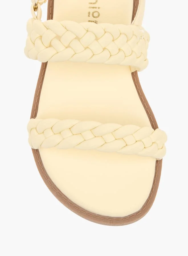 JUNIORS Girls Weave Detail Strap Sandals With Hook And Loop Closure