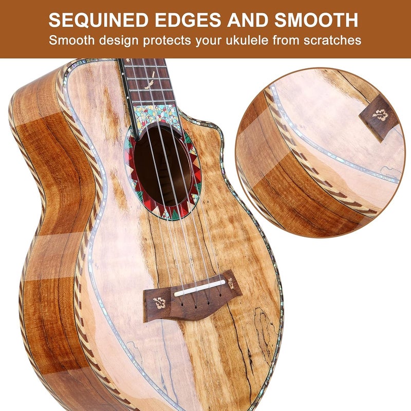 Hricane Concert Ukulele 23 inch UKS-2, 4 Strings Ukeleles For Beginners, Sapele Hawaiian Ukele with Ukulele Case and Ukele String Set (Spalted Maple Glossy) - Image 5