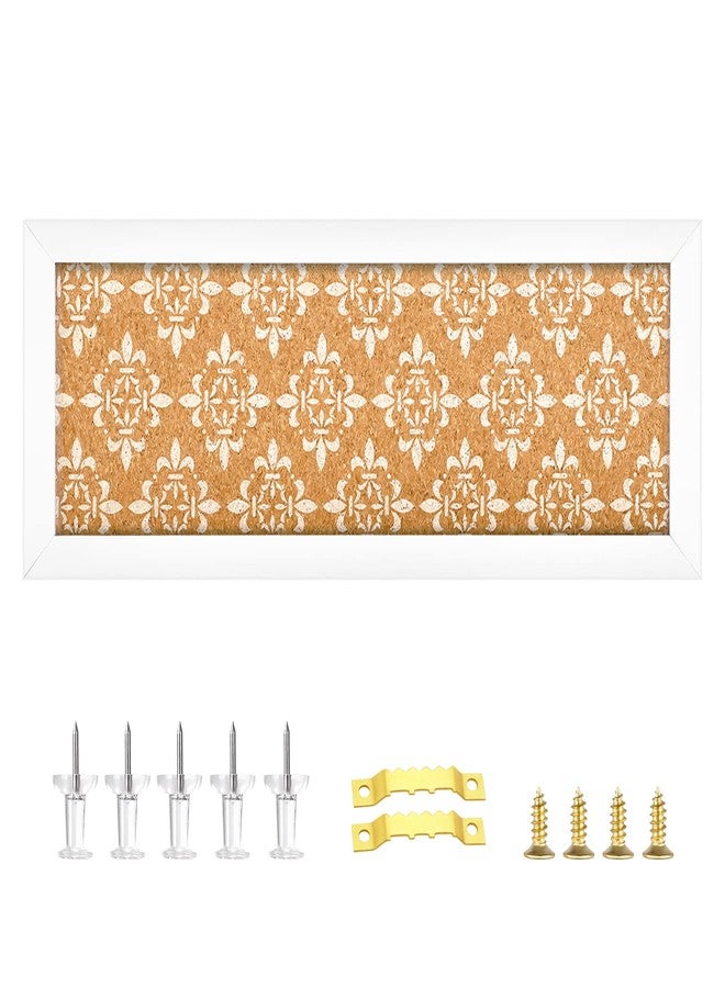 Aitakatta Long Decorative Cork Board for Walls, Bulletin Board with Floral Print, White Framed Pin Board Vision Board for Office School Bedroom and Dorm Room with Pins, Screws(1540,1pc) - Image 1