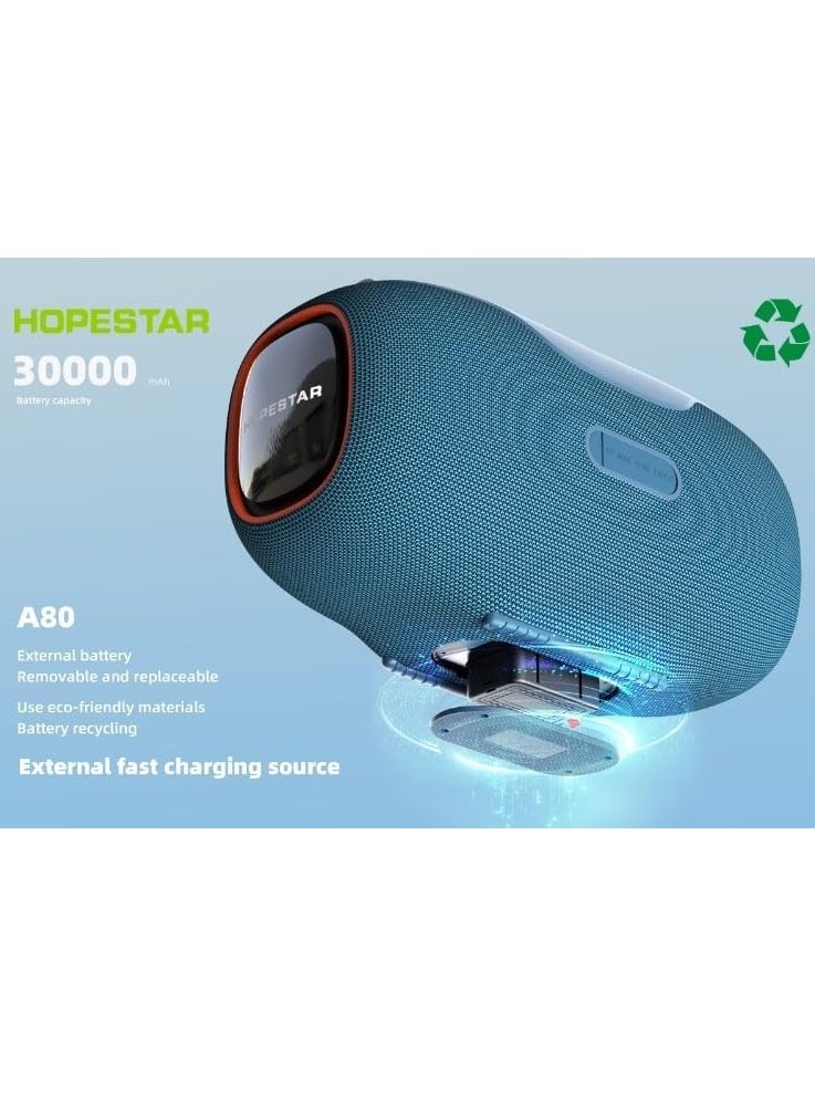 HOPESTAR A80 350W Portable Bluetooth 5.3 Speaker with Wireless Mic, 24H Playtime, 30,000mAh Battery, RGB Lights, TWS, IPX6 Waterproof, EQ Control, 10M Range – Ultimate Party Speaker for Outdoor Events, Karaoke, and Gatherings  - Image 5