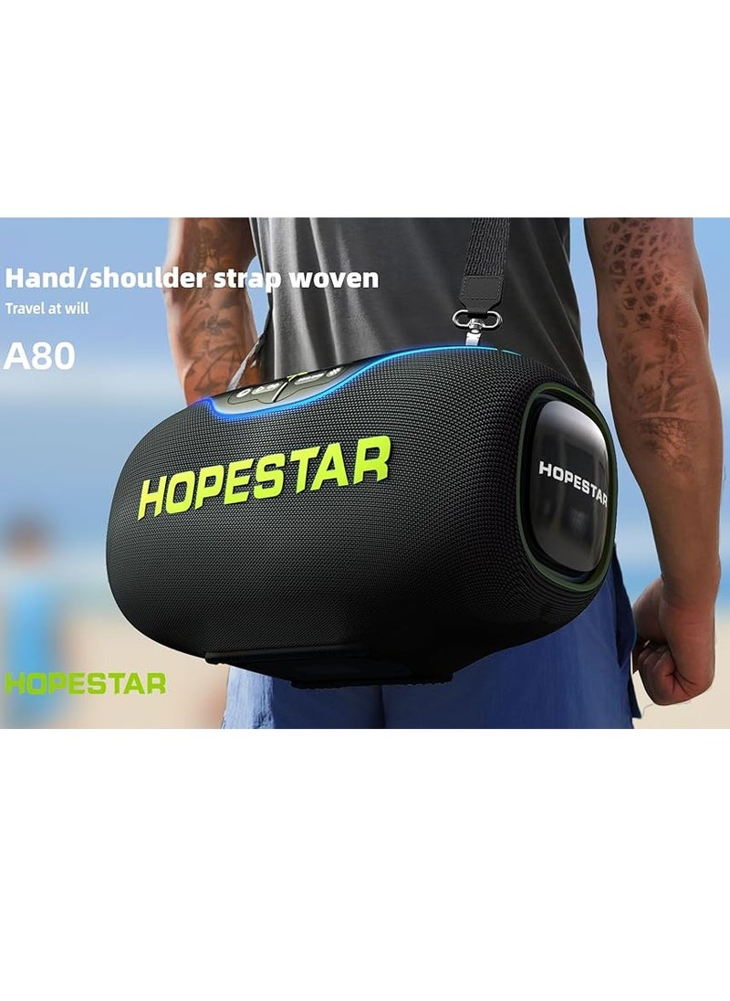 HOPESTAR A80 350W Portable Bluetooth 5.3 Speaker with Wireless Mic, 24H Playtime, 30,000mAh Battery, RGB Lights, TWS, IPX6 Waterproof, EQ Control, 10M Range – Ultimate Party Speaker for Outdoor Events, Karaoke, and Gatherings  - Image 3