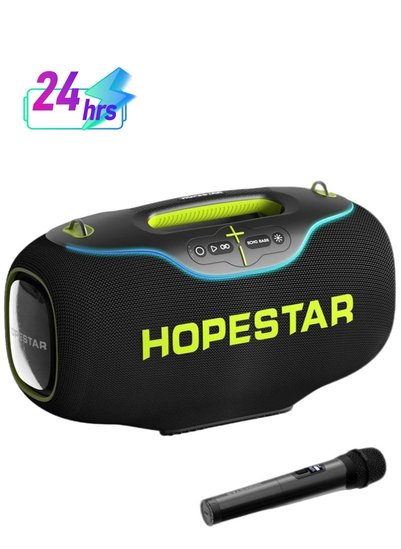 HOPESTAR A80 350W Portable Bluetooth 5.3 Speaker with Wireless Mic, 24H Playtime, 30,000mAh Battery, RGB Lights, TWS, IPX6 Waterproof, EQ Control, 10M Range – Ultimate Party Speaker for Outdoor Events, Karaoke, and Gatherings  - Image 1