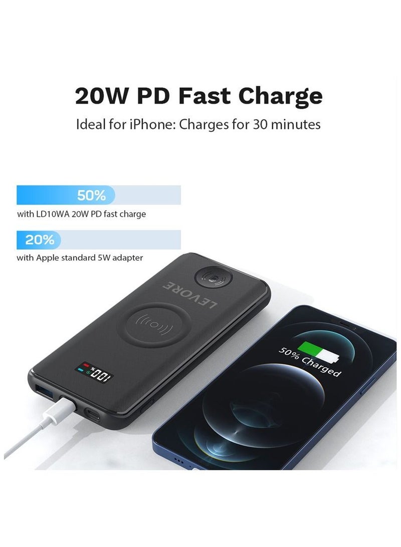 ليفور شاحن ليفور محمول لاسلكي وسلكي 20 واط 10000 مللي أمبير - أسود - Image 4