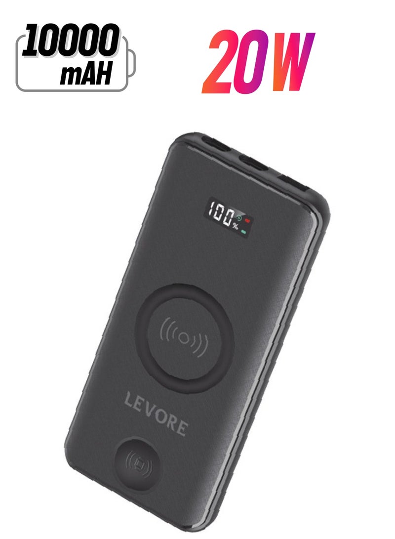 ليفور شاحن ليفور محمول لاسلكي وسلكي 20 واط 10000 مللي أمبير - أسود - Image 1