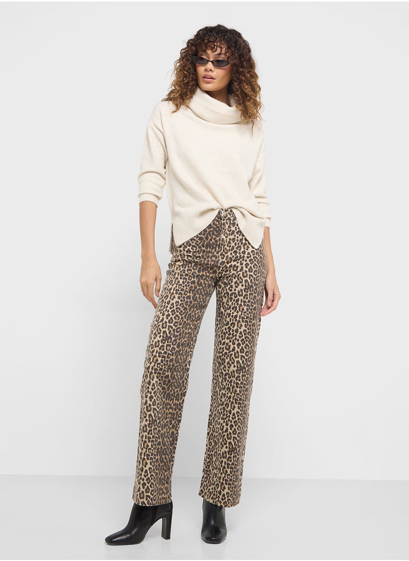 VERO MODA - Printed Wide Leg Jeans - Image 1