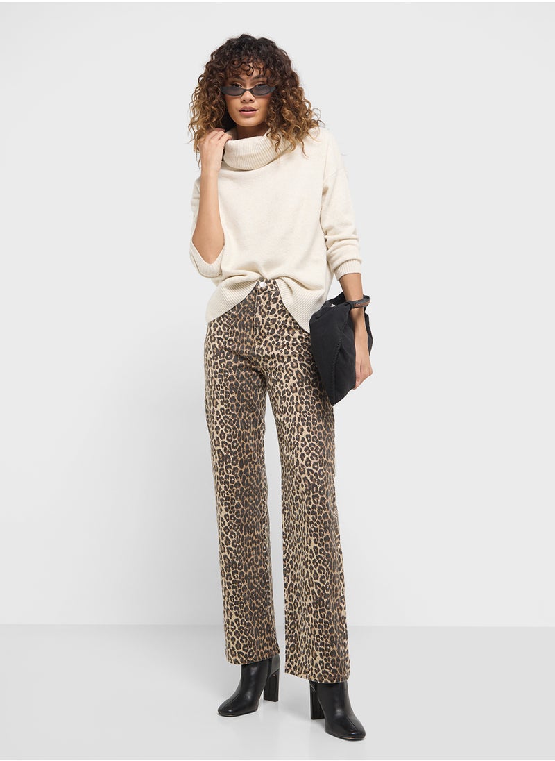 VERO MODA - Printed Wide Leg Jeans - Image 1