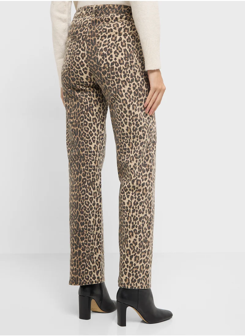 VERO MODA Printed Wide Leg Jeans