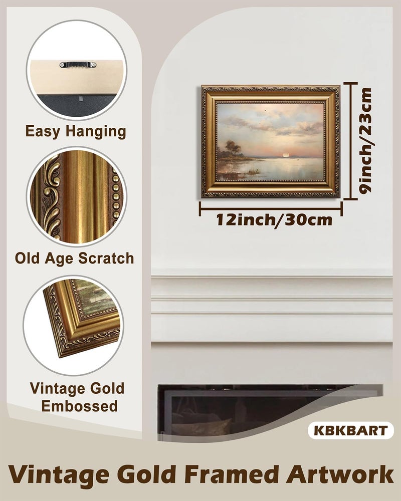 KBKBART Gold Framed Vintage Landscape Wall Art - Image 2