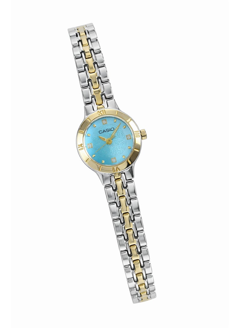 Casio Women’s Analog Wristwatch with Two-Tone Stainless Steel Bracelet – Blue Dial - Image 1