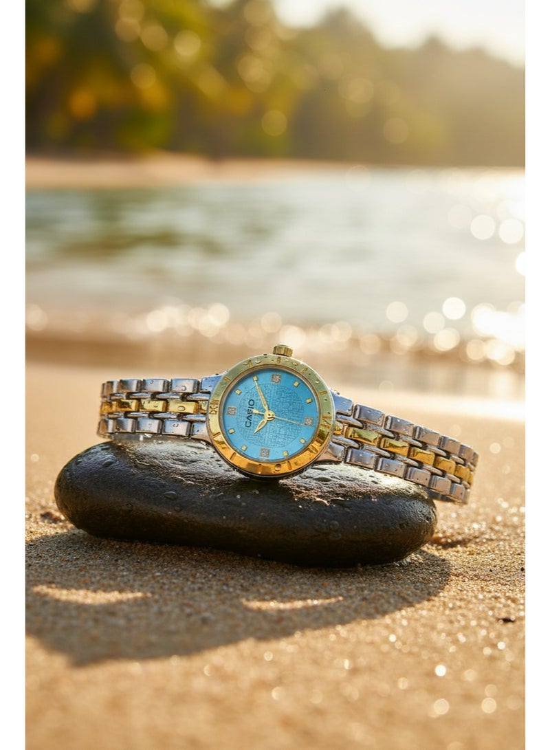 Casio Women’s Analog Wristwatch with Two-Tone Stainless Steel Bracelet – Blue Dial - Image 2