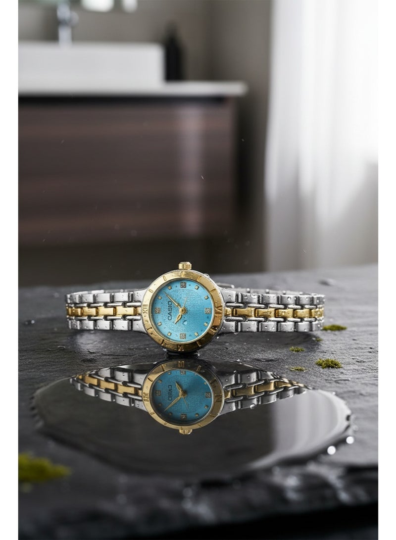 Casio Women’s Analog Wristwatch with Two-Tone Stainless Steel Bracelet – Blue Dial - Image 3