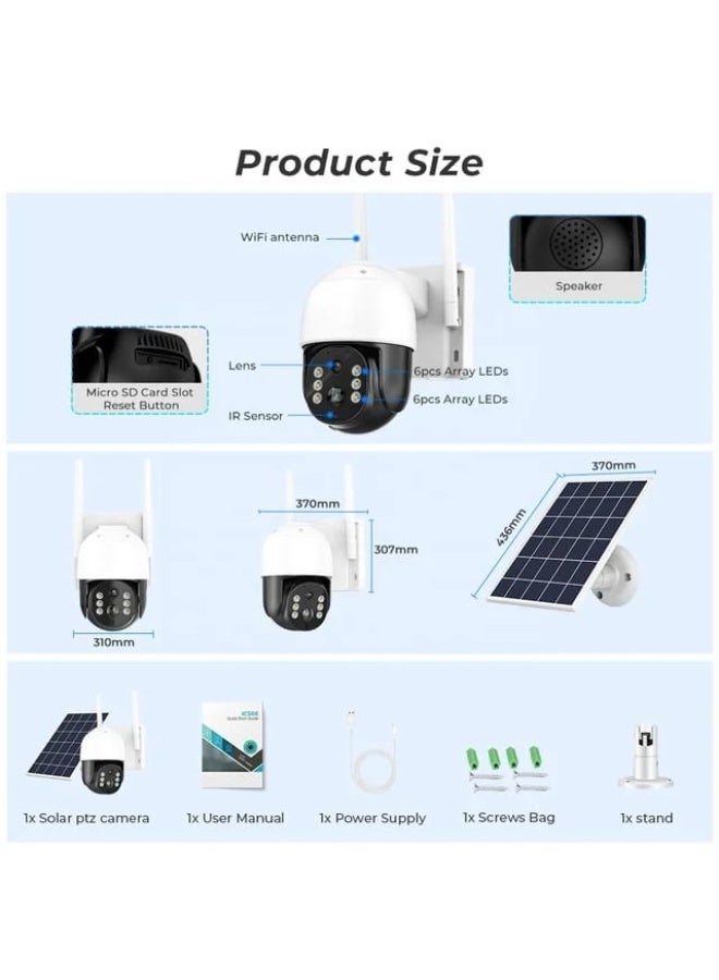 JORTAN JT-8181-2*M Consumption Solar Security Surveillance Camera, 4MP, PIR Detection, H.265X, IR-CUT Night Vision, Cloud Storage, Wi-Fi Connectivity, High Temperature Resistance - Image 3
