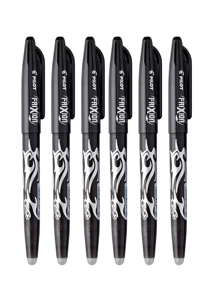 PILOT - 6-Piece Frixion Erasable Ball Pen 0.7mm Tip Black Ink - Image 1