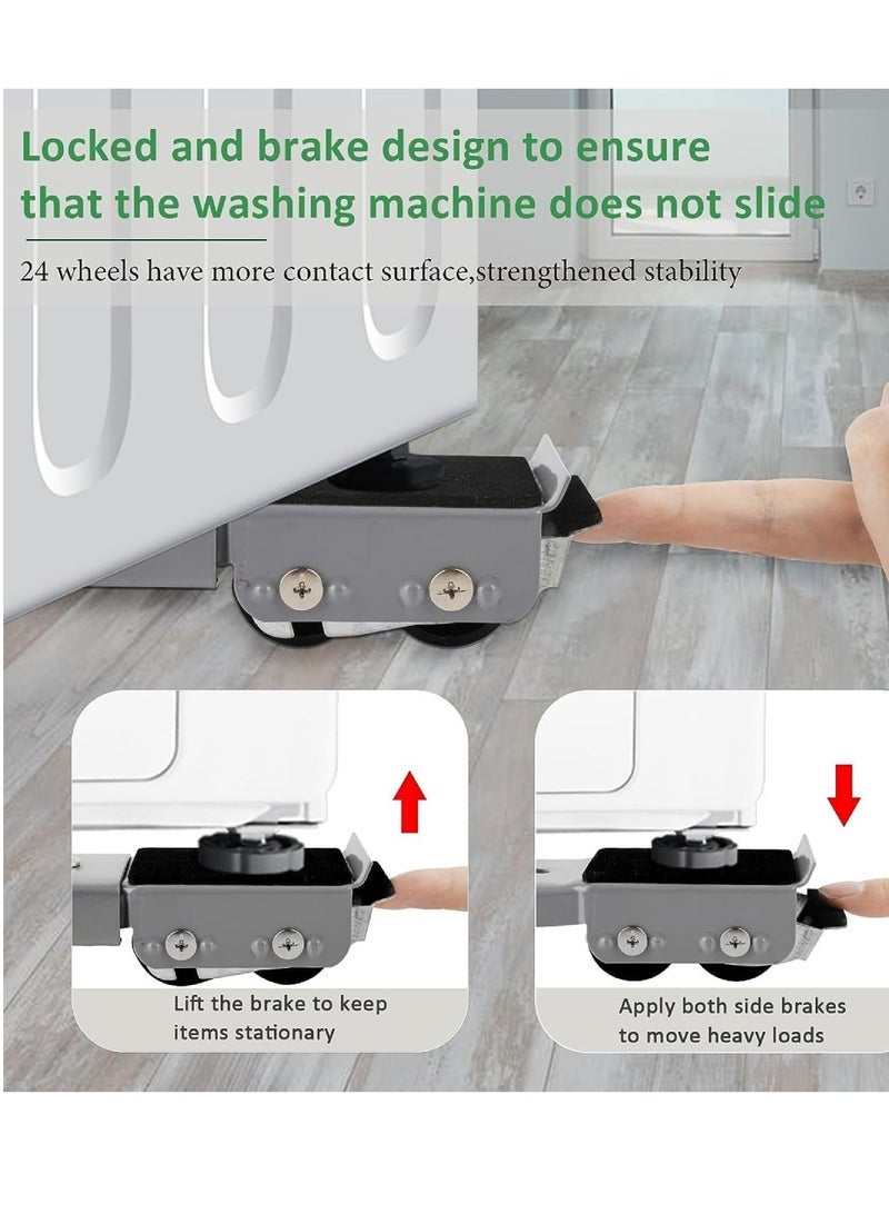 ELTRAZONE Heavy Duty Adjustable Appliance Base with Moving Roller for Home Appliances Washing Machines Refrigerators Dryers Dishwashers and Equipment with Wheels Anti-Skid Pad With Brake - Image 4