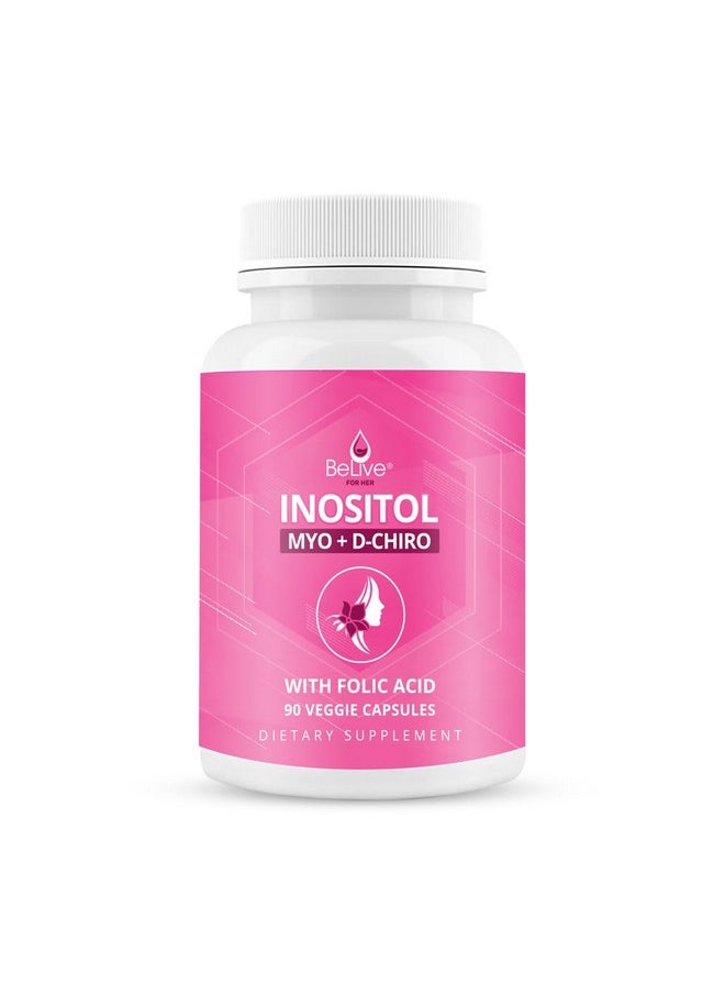 BeLive BeLive Myo-Inositol & D-Chiro Inositol Capsules - 90Ct I Inositol Supplement with Folic Acid Supplements for Woman, Optimal 40:1 Ratio (1)  - Image 1