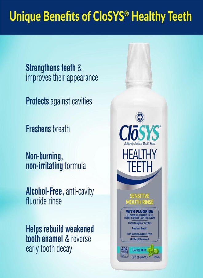 CloSYS Silver Healthy Teeth Anti-Cavity Oral Rinse, 32 Fl Oz, Fluoride Mouthwash For Adults, Non-Burning, Non-Irritating - Image 2