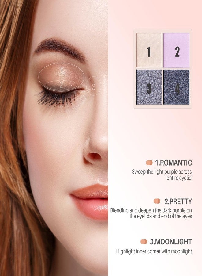 FV Natural Finish Eyeshadow Palette, 4 Matte & Metallic High Pigment Shades, Long-Lasting Eye Shadow Palette Makeup, Crease-Proof, Blendable Eye Makeup (Purple) - Image 4