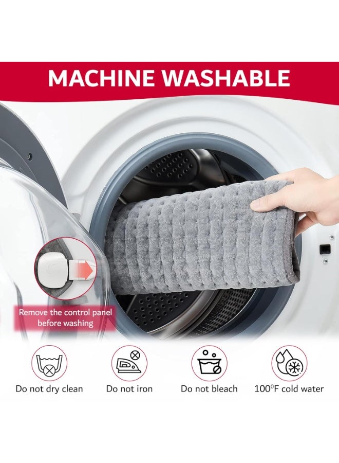 وسادة تدفئة كهربائية طبية - حجم كبير جداً لتخفيف آلام الظهر والرقبة والأكتاف وتقلصات الدورة الشهرية - 10 مستويات حرارة و3 إعدادات مؤقت مع إيقاف تلقائي - مخمل فاخر - رمادي - Image 2