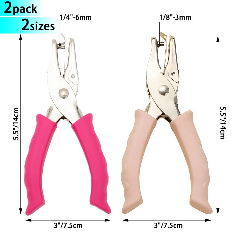 SCORYULE Single Hole Punch 1/4" and 1/8", 2 Pack Small Hole Puncher for Crafts, One Hole Paper Punch with Grip Handle, Small Hole Punch for Kids and Adults - Image 2