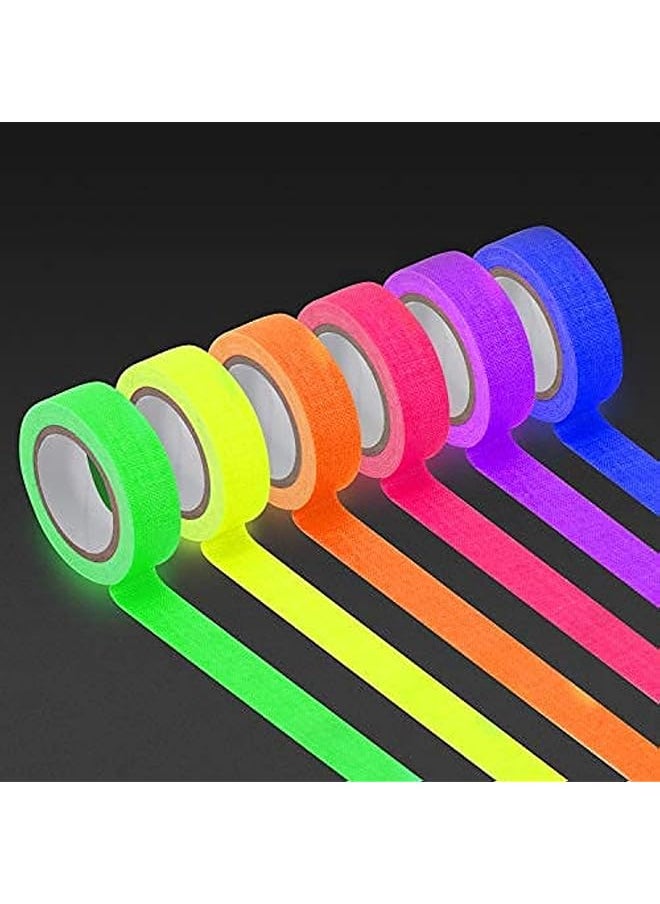PROMASS promass UV Blacklight Reactive 6pack 0.59inch x 16.4ft per Color, Fluorescent Cloth/Neon Gaffer Tape, Super Bright for Glow Party Supplies (6 Colors) Glow in The Dark Tape Under UV Black Light  - Image 1