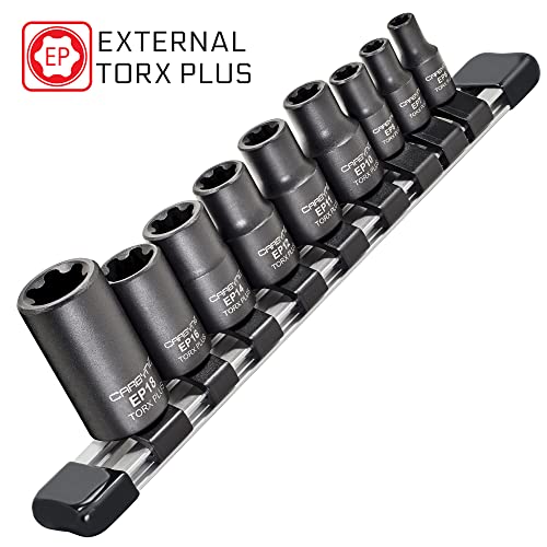 CARBYNE 9-Piece External Torx Plus (eTorx Plus, aka 6 Lobe, Female Torx Plus) Socket Set, E6 to E18 | CrV Steel, 1/4, 3/8, & 1/2 inch Drive • From a Family-Run Tool Company Based in the U.S.A. - Image 2
