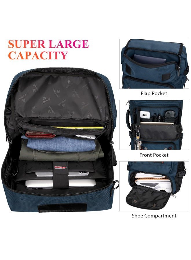 WITZMAN Carry on Travel Backpack for Men Airline Approved Convertible Nylon Duffle Backpack Luggage Bag, Blue, Travel Backpacks - Image 3
