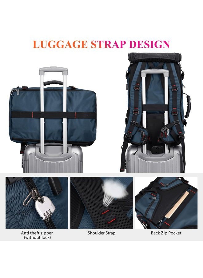 WITZMAN Carry on Travel Backpack for Men Airline Approved Convertible Nylon Duffle Backpack Luggage Bag, Blue, Travel Backpacks - Image 5