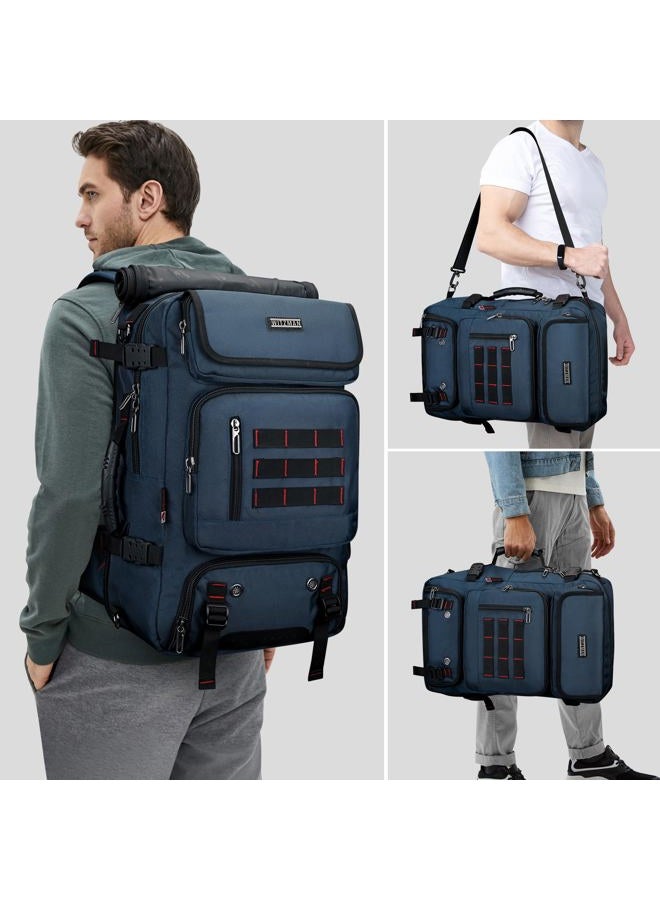 WITZMAN Carry on Travel Backpack for Men Airline Approved Convertible Nylon Duffle Backpack Luggage Bag, Blue, Travel Backpacks - Image 2