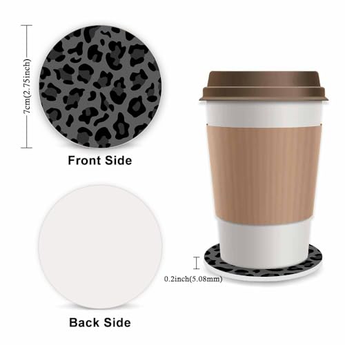 Gwwens Black Leopard Print Cheetah Elastic Steering Wheel Cover for Women,Universal Auto Steering Wheel 14-15 Inch Car Interior Accessories with 2PCS Car Coasters,Suitable for Men and Women - Image 2