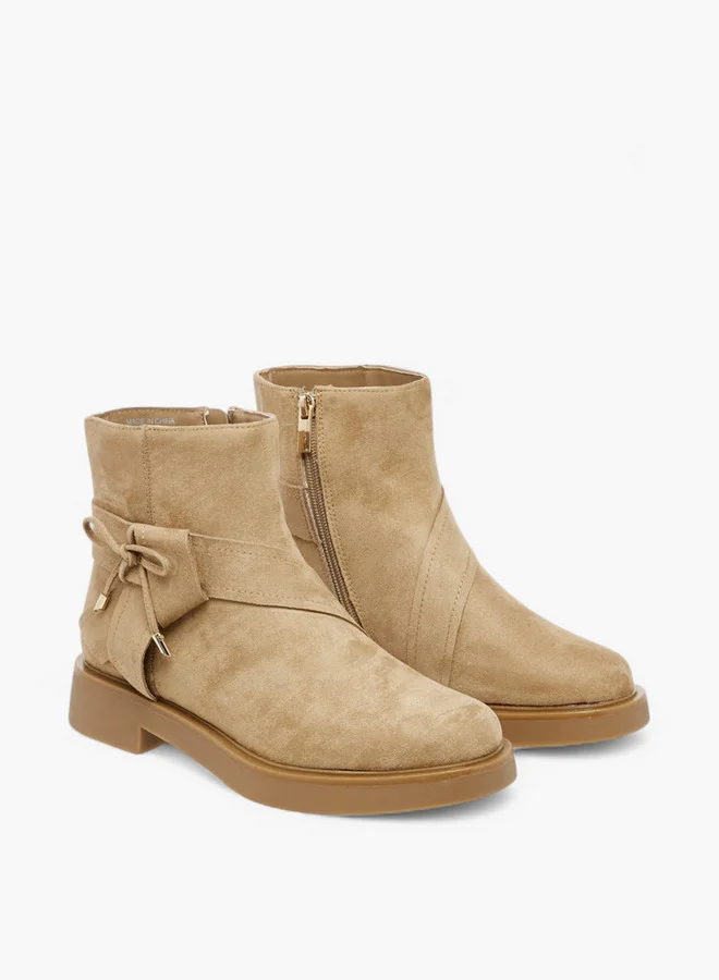 Celeste Women's Bow Accent Ankle Boots with Zip Closure
