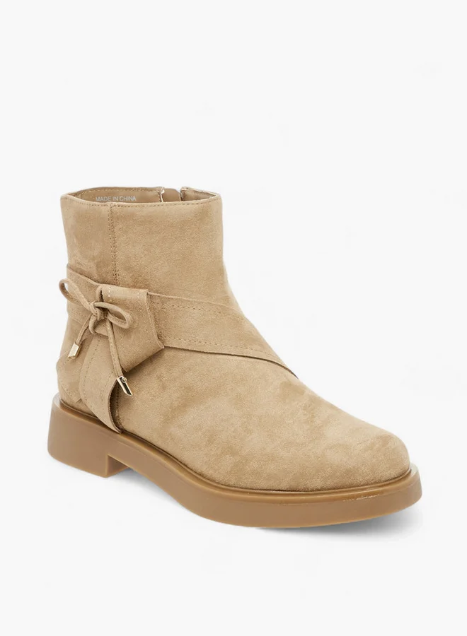 Celeste Women's Bow Accent Ankle Boots with Zip Closure