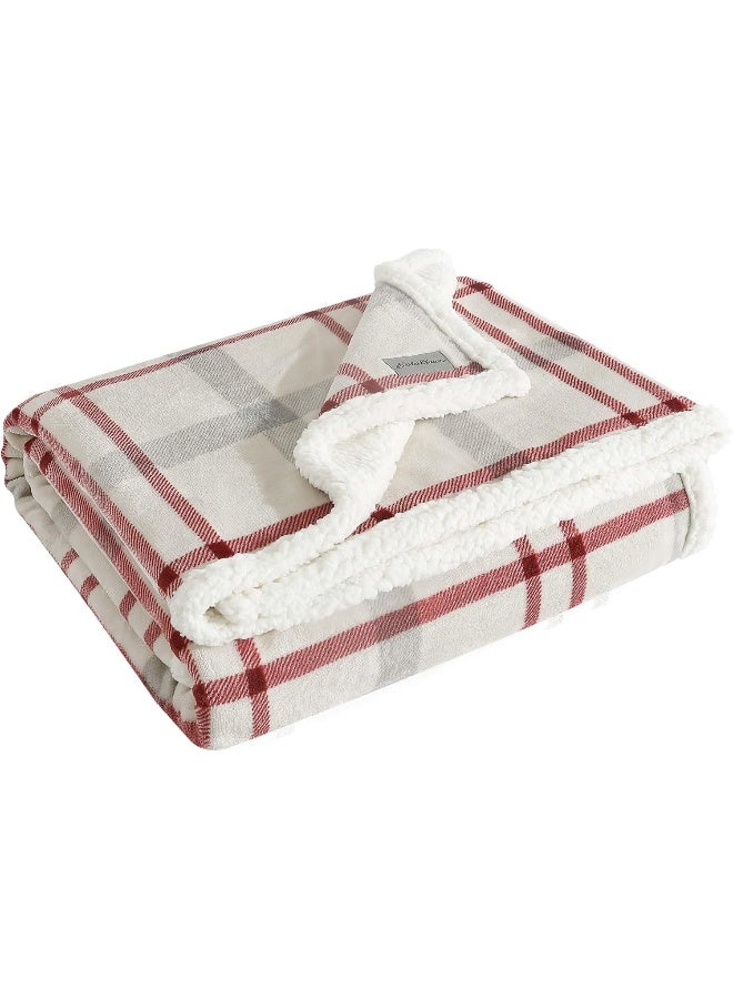 Eddie Bauer - Throw Blanket, Brushed Fleece & Plush Sherpa Bedding, Blanket for Couch & Bed (New Castle Red, 50" x 60") - Image 5