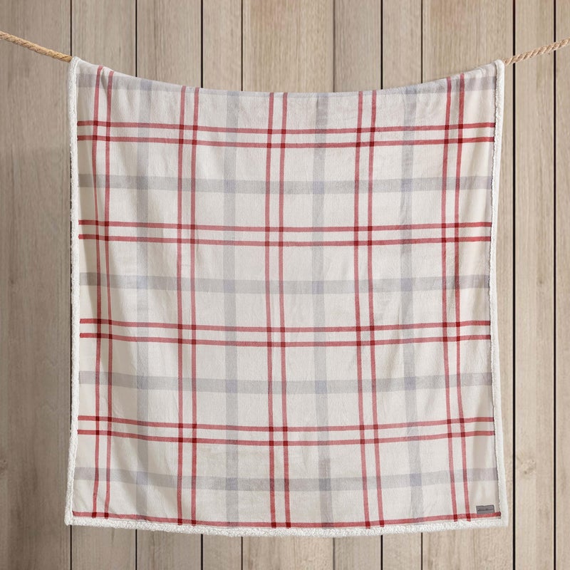 Eddie Bauer - Throw Blanket, Brushed Fleece & Plush Sherpa Bedding, Blanket for Couch & Bed (New Castle Red, 50" x 60") - Image 2