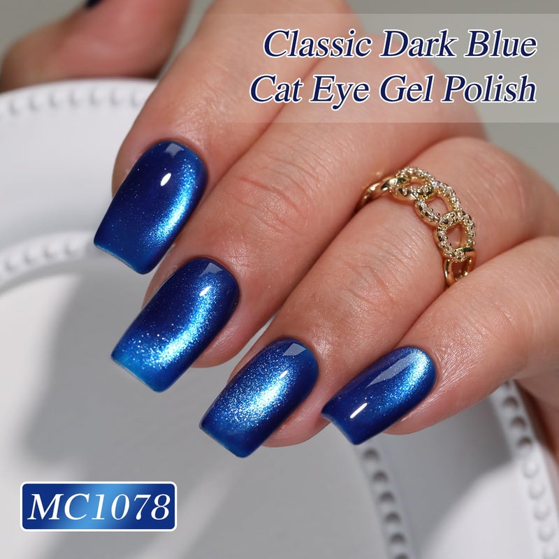 Double Rhythm 0.5 OZ Cat Eye Gel Polish with Magnet 15ML Holographic Glitter Shimmer Translucent Jelly Color Magnetic Nail Polish Salon DIY at Home (MC1078) - Image 5