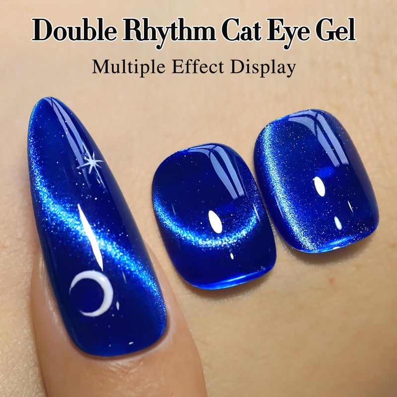 Double Rhythm 0.5 OZ Cat Eye Gel Polish with Magnet 15ML Holographic Glitter Shimmer Translucent Jelly Color Magnetic Nail Polish Salon DIY at Home (MC1078) - Image 2