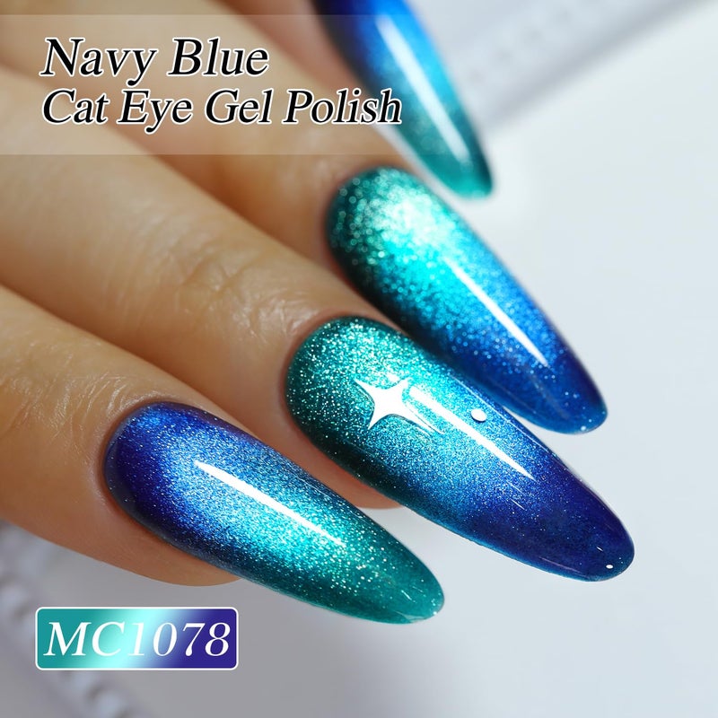 Double Rhythm 0.5 OZ Cat Eye Gel Polish with Magnet 15ML Holographic Glitter Shimmer Translucent Jelly Color Magnetic Nail Polish Salon DIY at Home (MC1078) - Image 3