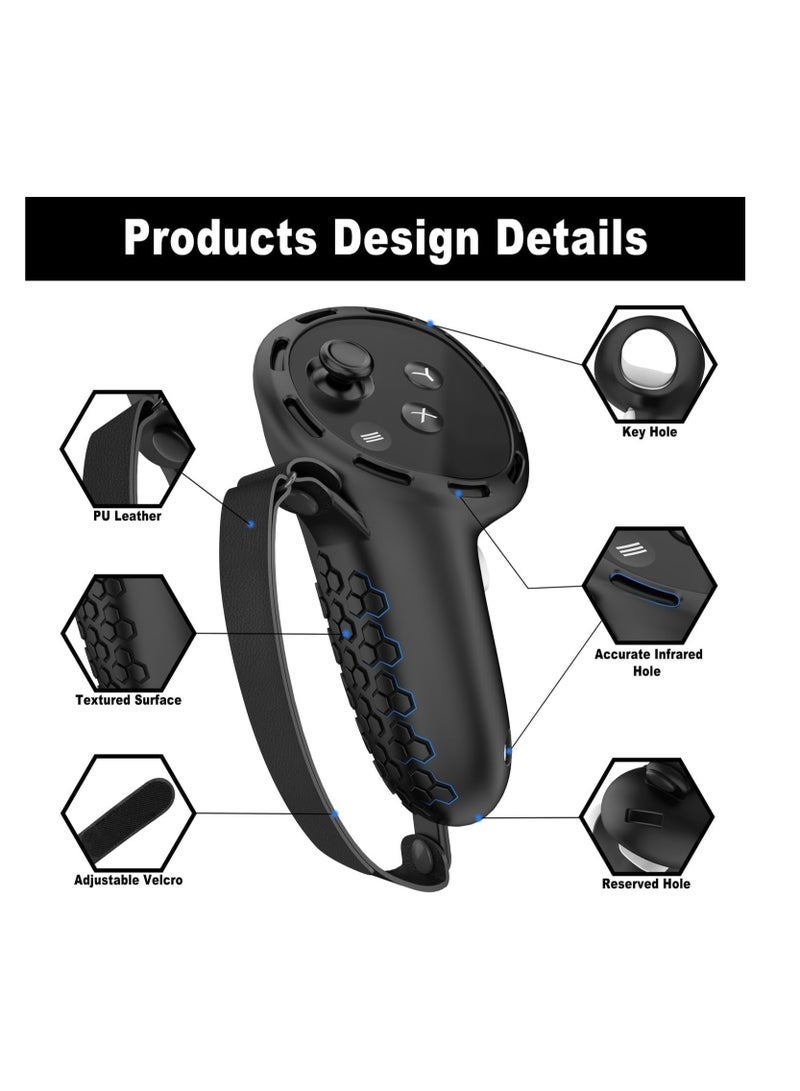 Protective Cover for Oculus/Meta Quest 3 Accessories, Silicone Controllers Grip Cover Protector, Soft Shell Skin with Face Cover and Lens Cover (Black) - Image 2