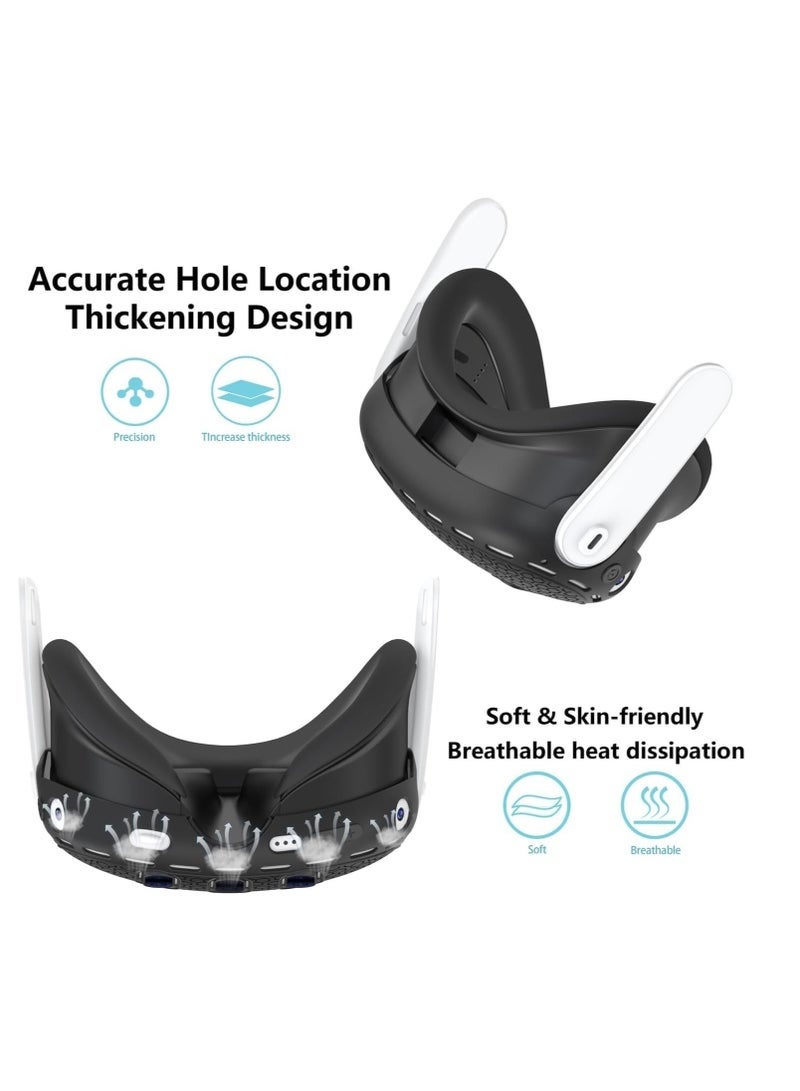 Protective Cover for Oculus/Meta Quest 3 Accessories, Silicone Controllers Grip Cover Protector, Soft Shell Skin with Face Cover and Lens Cover (Black) - Image 4
