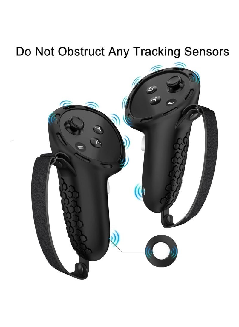 Protective Cover for Oculus/Meta Quest 3 Accessories, Silicone Controllers Grip Cover Protector, Soft Shell Skin with Face Cover and Lens Cover (Black) - Image 3