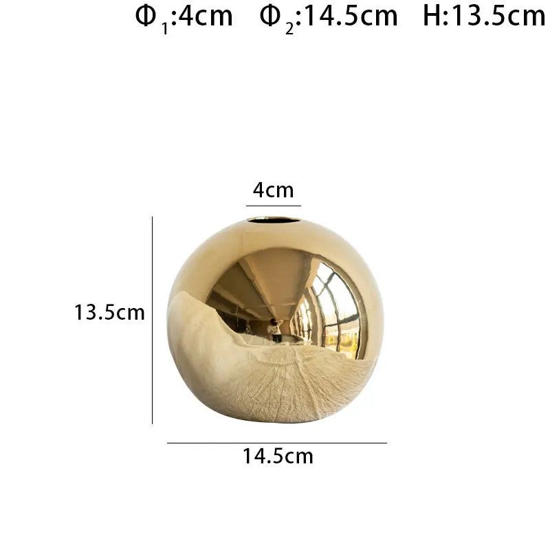 Bluejw Handmade Golden Ceramic Vase – Luxury Porcelain Tabletop Vase for Home, Hotel & Restaurant Decor, Perfect for Dried Plants & Fresh Flower Arrangements - Image 1