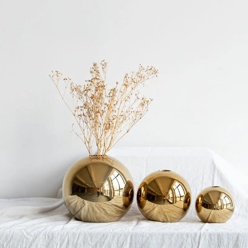 Bluejw Handmade Golden Ceramic Vase – Luxury Porcelain Tabletop Vase for Home, Hotel & Restaurant Decor, Perfect for Dried Plants & Fresh Flower Arrangements - Image 3