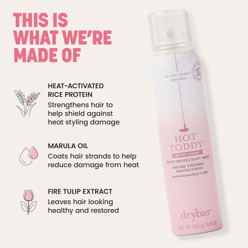 Drybar Hot Toddy Heat Protectant Mist Coconut Colada Scent - Full Size| Lightweight Heat Protectant for Hair protects from Heat & Styling with Curling, Straightening and Styling Irons - Image 4