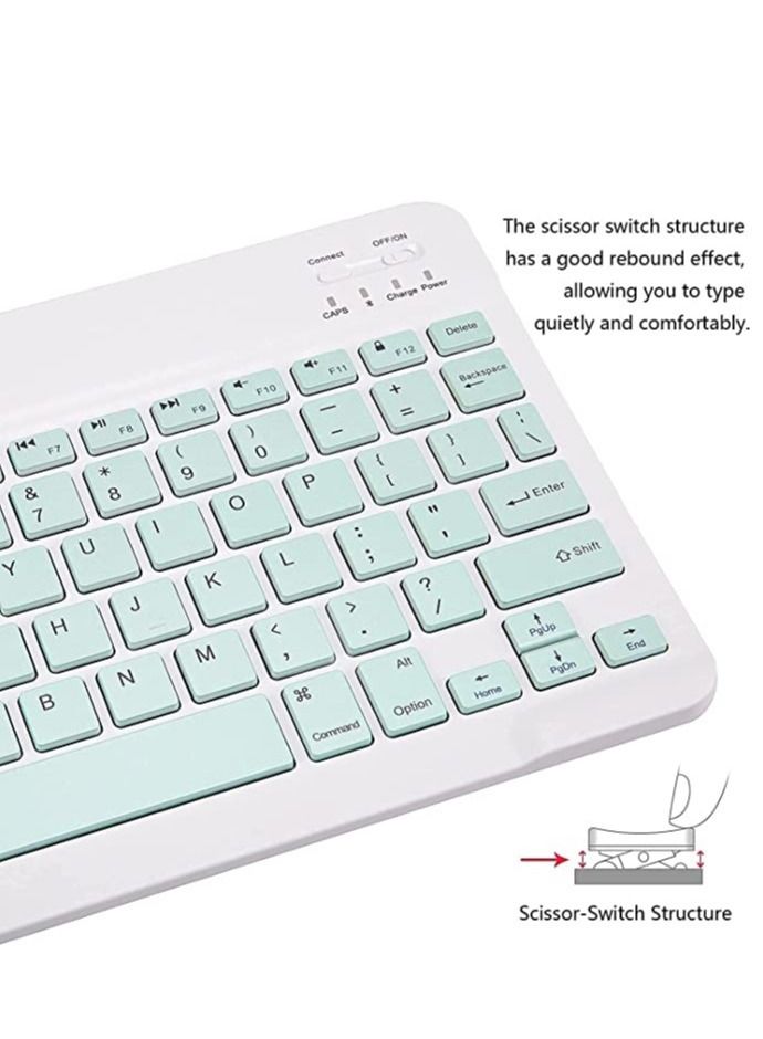 ELTRAZONE Arabic and English Bluetooth Keyboard and Mouse Combo Ultra Slim Portable Compact Wireless Mouse Keyboard Set for IOS Android Windows Tablet Phone iPhone iPad Pro Air Mini (Green) - Image 4